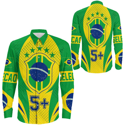 Clothing Brazils Action Flag Sporty Style Long Sleeve Button Shirt
