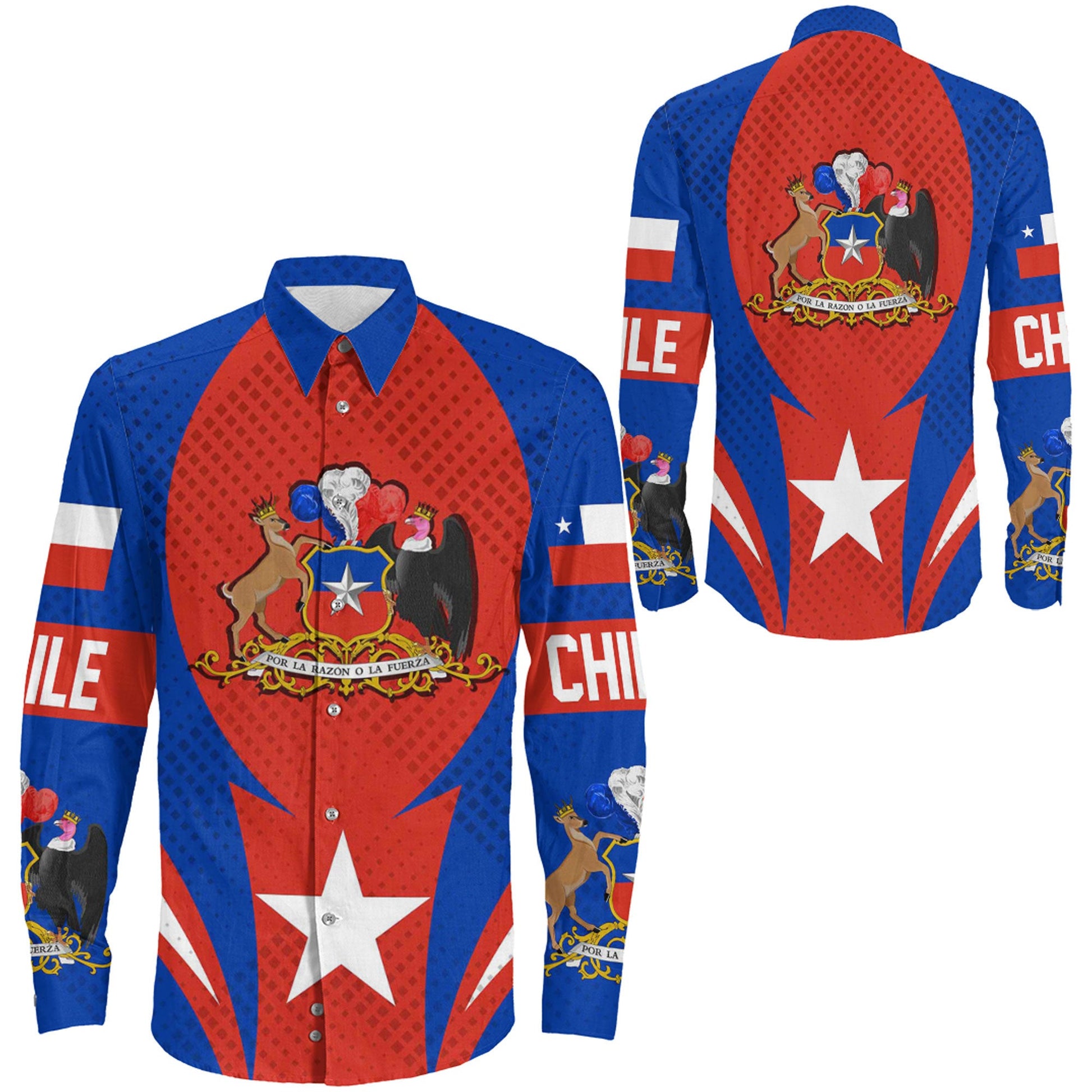 Clothing Chile Action Flag Sporty Style Long Sleeve Button Shirt