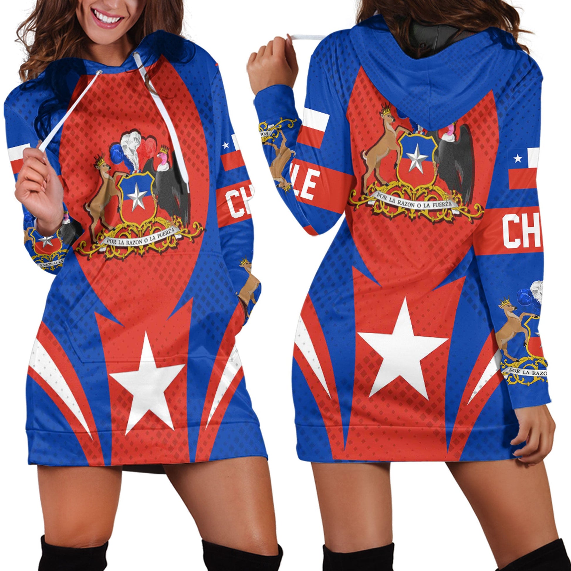 Clothing Chile Action Flag Sporty Style Hoodie Dress