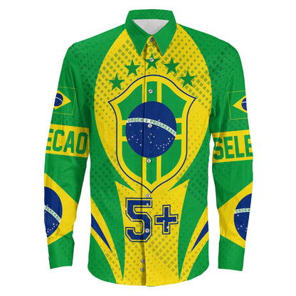 Clothing Brazils Action Flag Sporty Style Long Sleeve Button Shirt