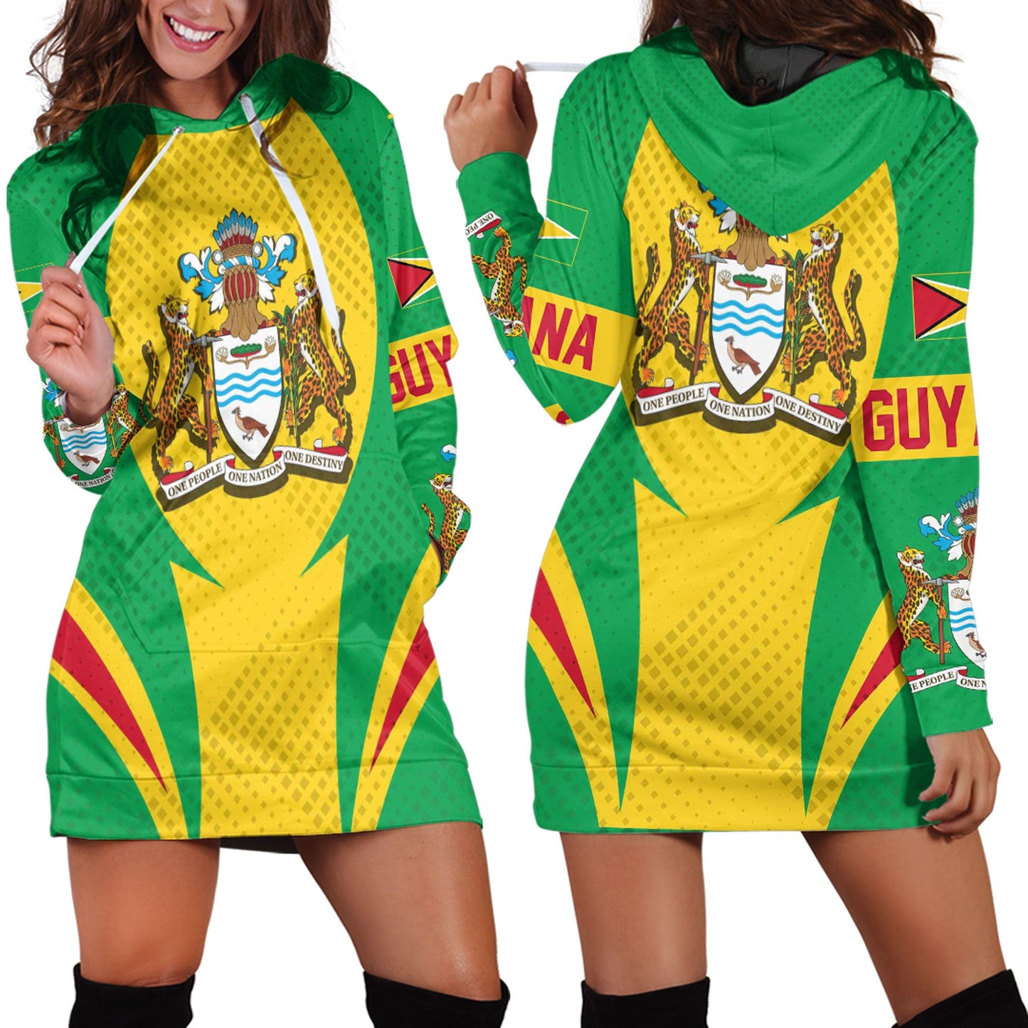 Clothing Guyana Action Flag Sporty Style Hoodie Dress