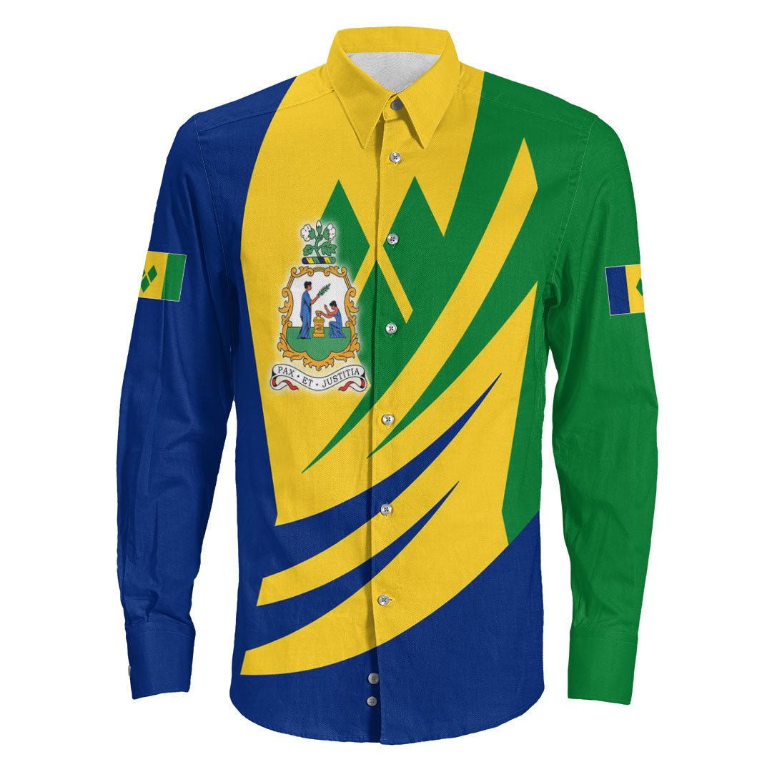 Clothing Saint Vincent And The Grenadines Bincjou Coat Of Arms Long Sleeve Button Shirt