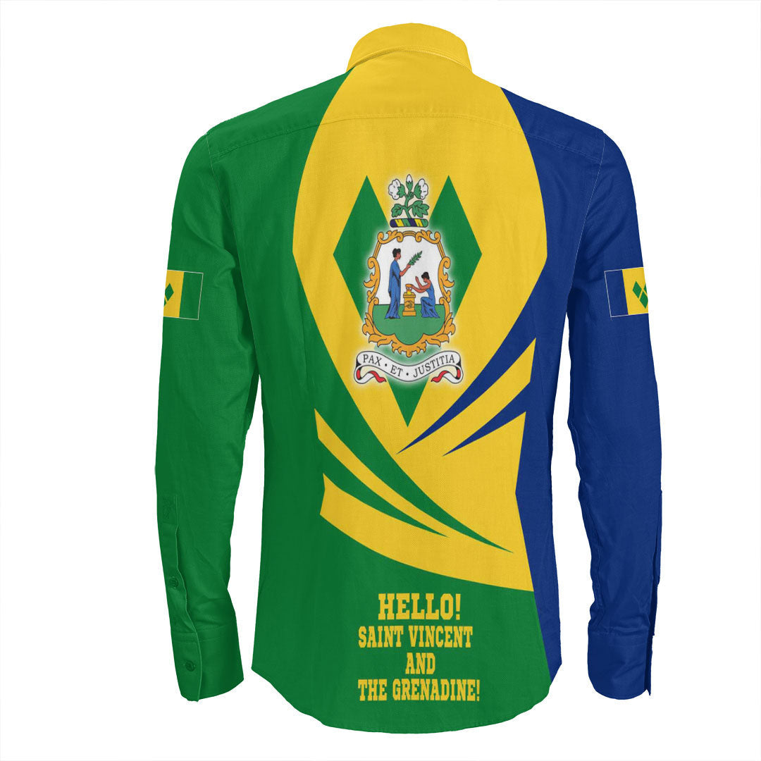 Clothing Saint Vincent And The Grenadines Bincjou Coat Of Arms Long Sleeve Button Shirt