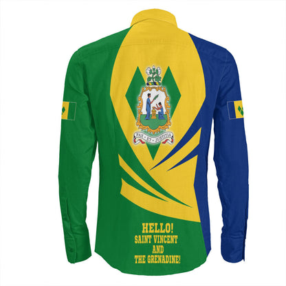 Clothing Saint Vincent And The Grenadines Bincjou Coat Of Arms Long Sleeve Button Shirt
