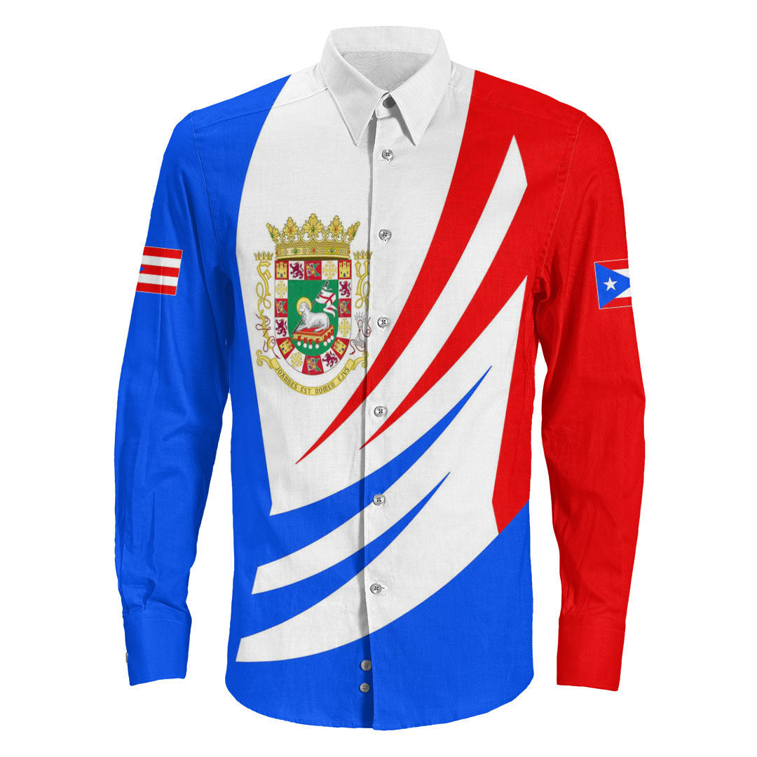 Clothing Puerto Rico Bincjou Coat Of Arms Long Sleeve Button Shirt
