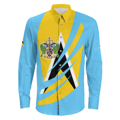 Clothing Saint Lucia Bincjou Coat Of Arms Long Sleeve Button Shirt