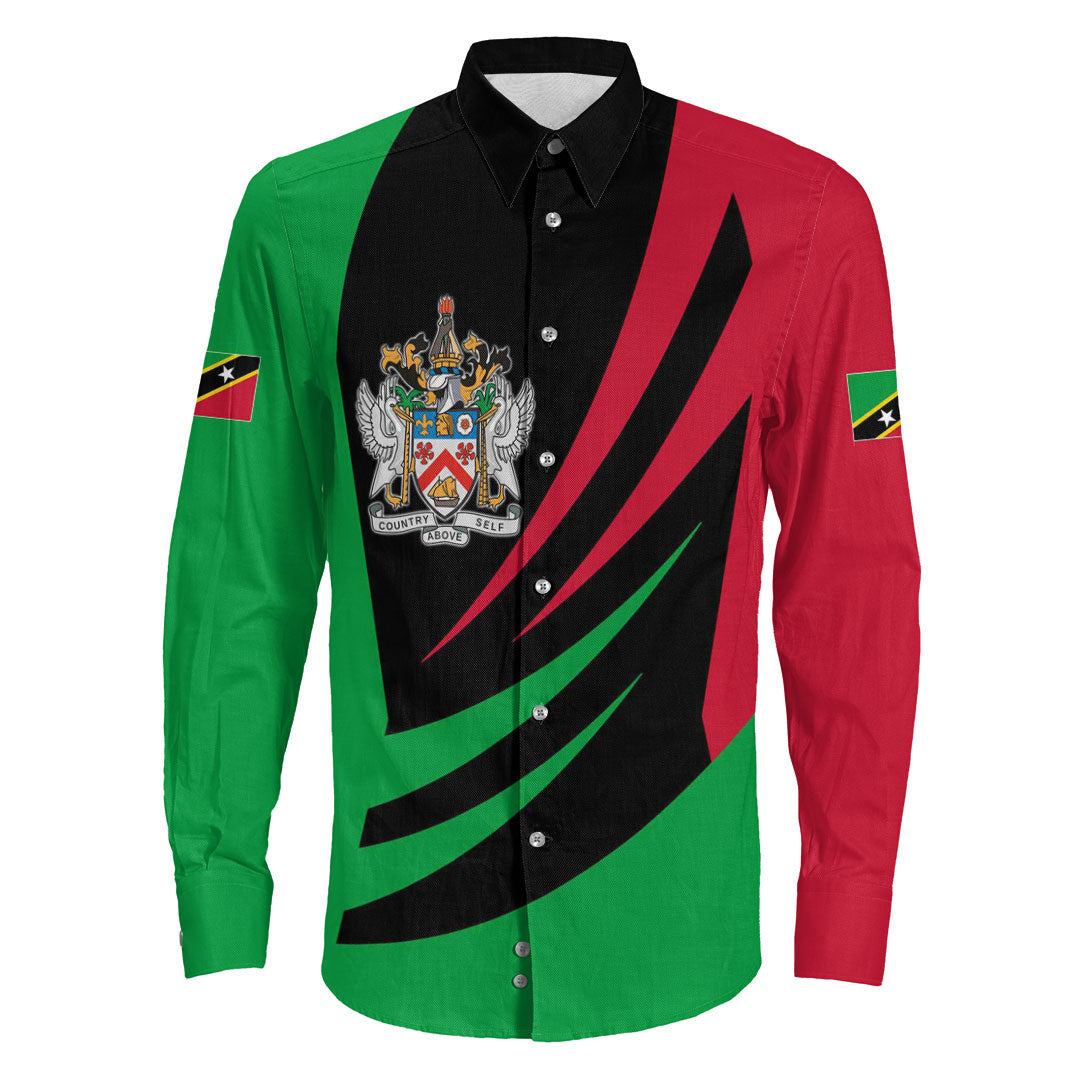 Clothing Saint Kitts And Nevis Bincjou Coat Of Arms Long Sleeve Button Shirt