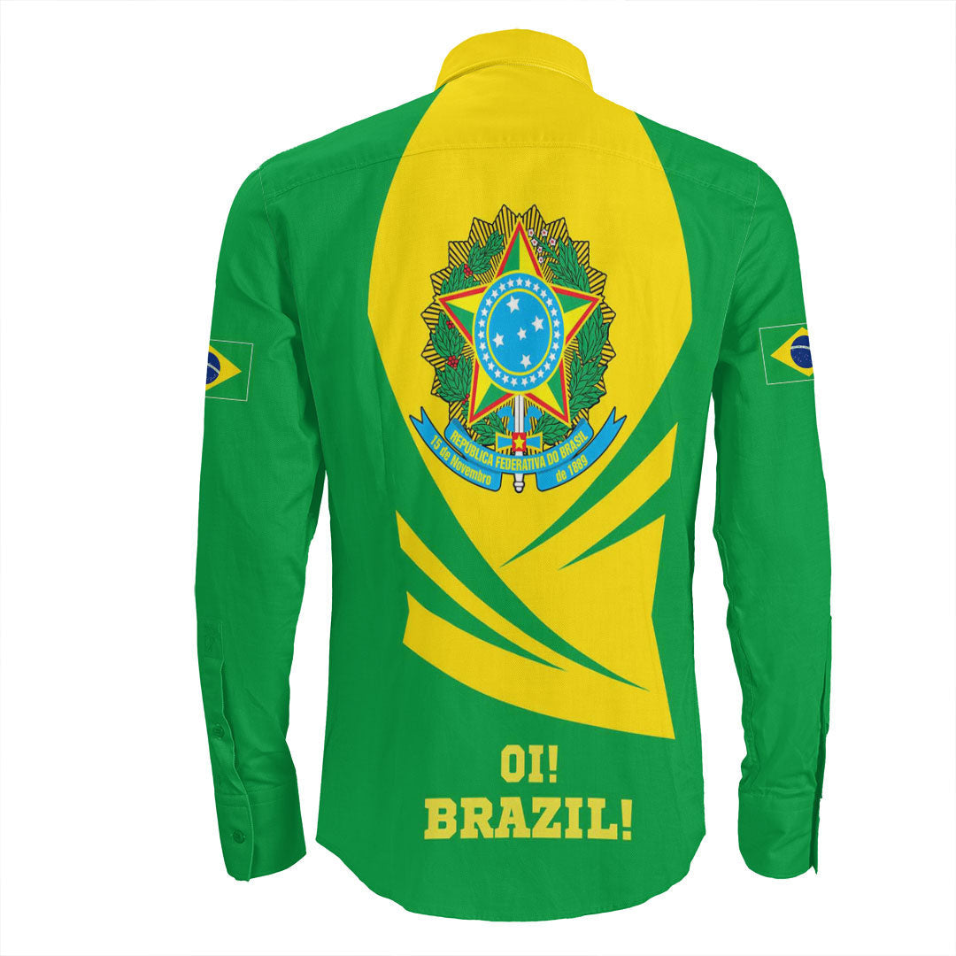 Clothing Brazil Bincjou Coat Of Arms Long Sleeve Button Shirt