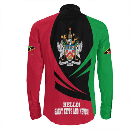 Clothing Saint Kitts And Nevis Bincjou Coat Of Arms Long Sleeve Button Shirt