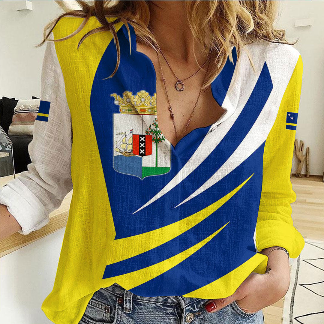 Clothing Curacao Bincjou Coat of Arms Women Casual Shirt