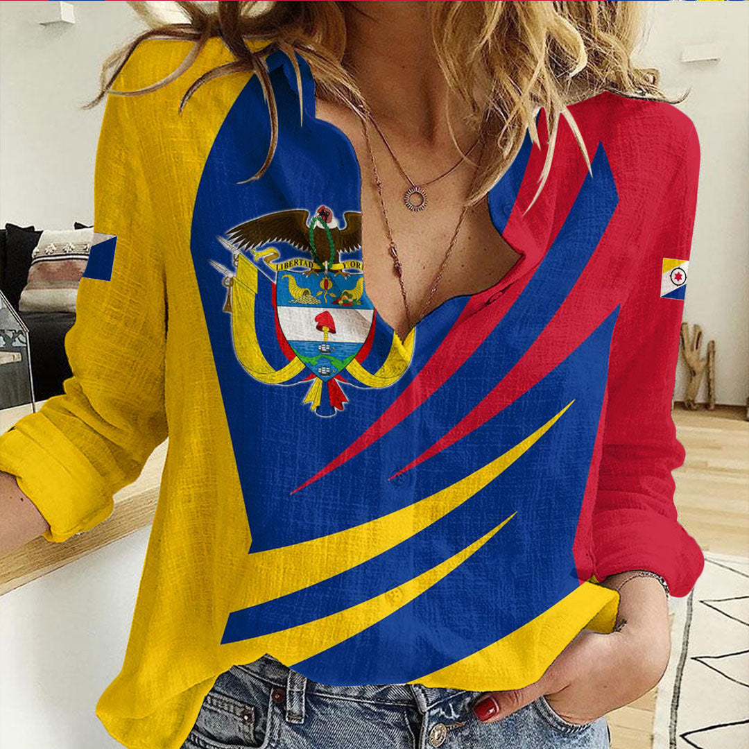 Clothing Colombia Bincjou Coat of Arms Women Casual Shirt