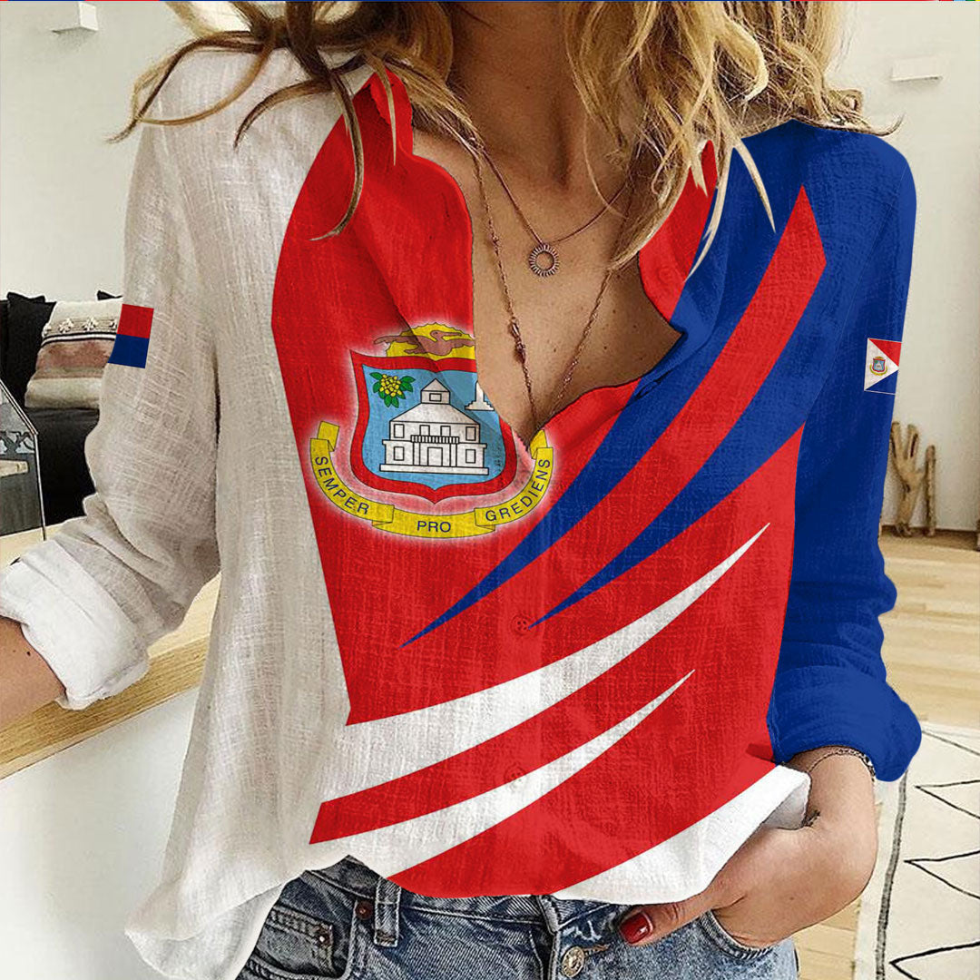 Clothing Sint Maarten Bincjou Coat of Arms Women Casual Shirt