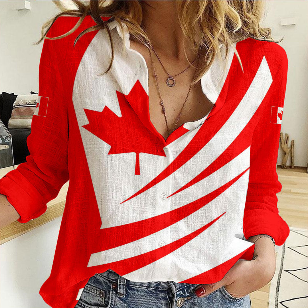 Clothing Canada Bincjou Coat of Arms Women Casual Shirt