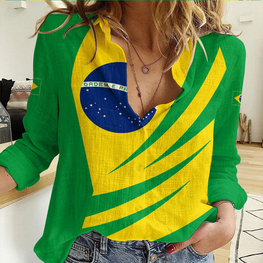 Clothing Brazil Bincjou Coat of Arms Women Casual Shirt