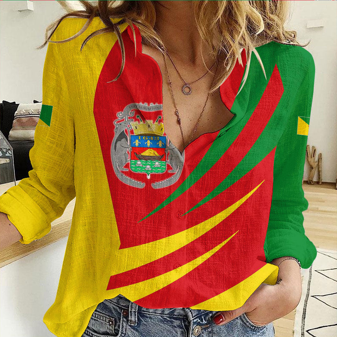 Clothing French Guiana Bincjou Coat of Arms Women Casual Shirt