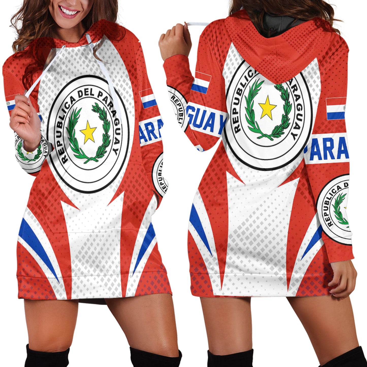 Clothing Praguay Active Flag Sporty Style Hoodie Dress