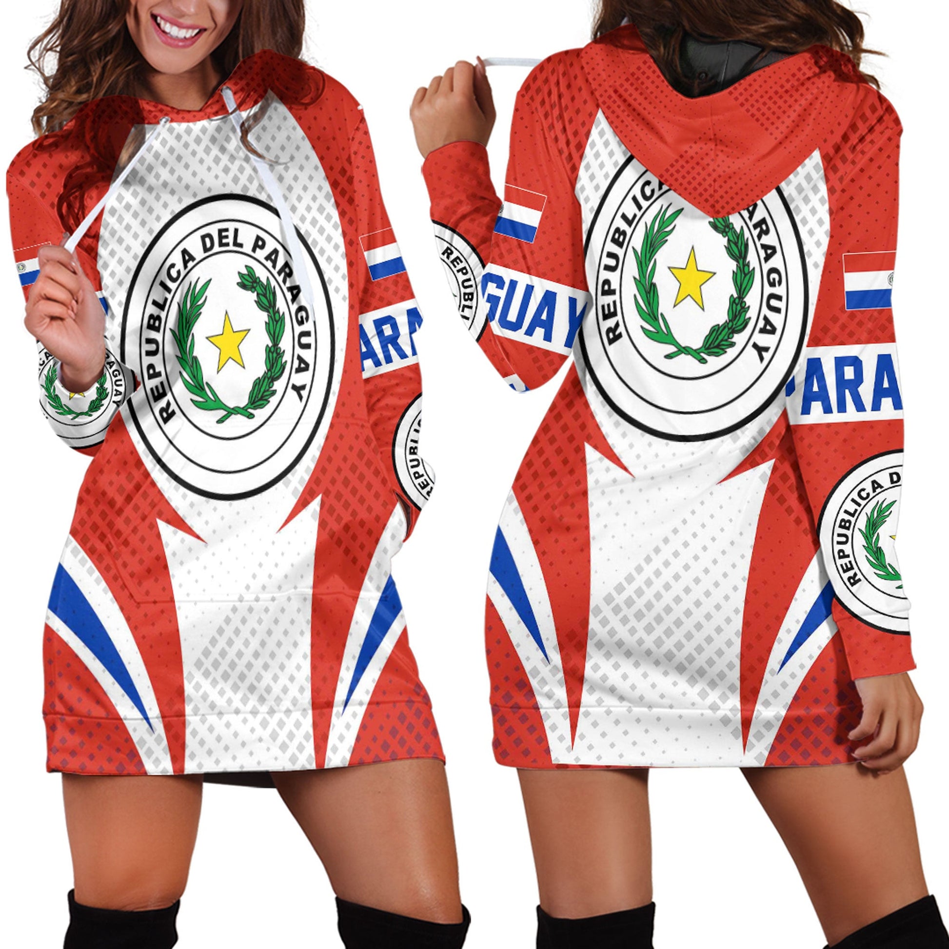 Clothing Praguay Active Flag Sporty Style Hoodie Dress