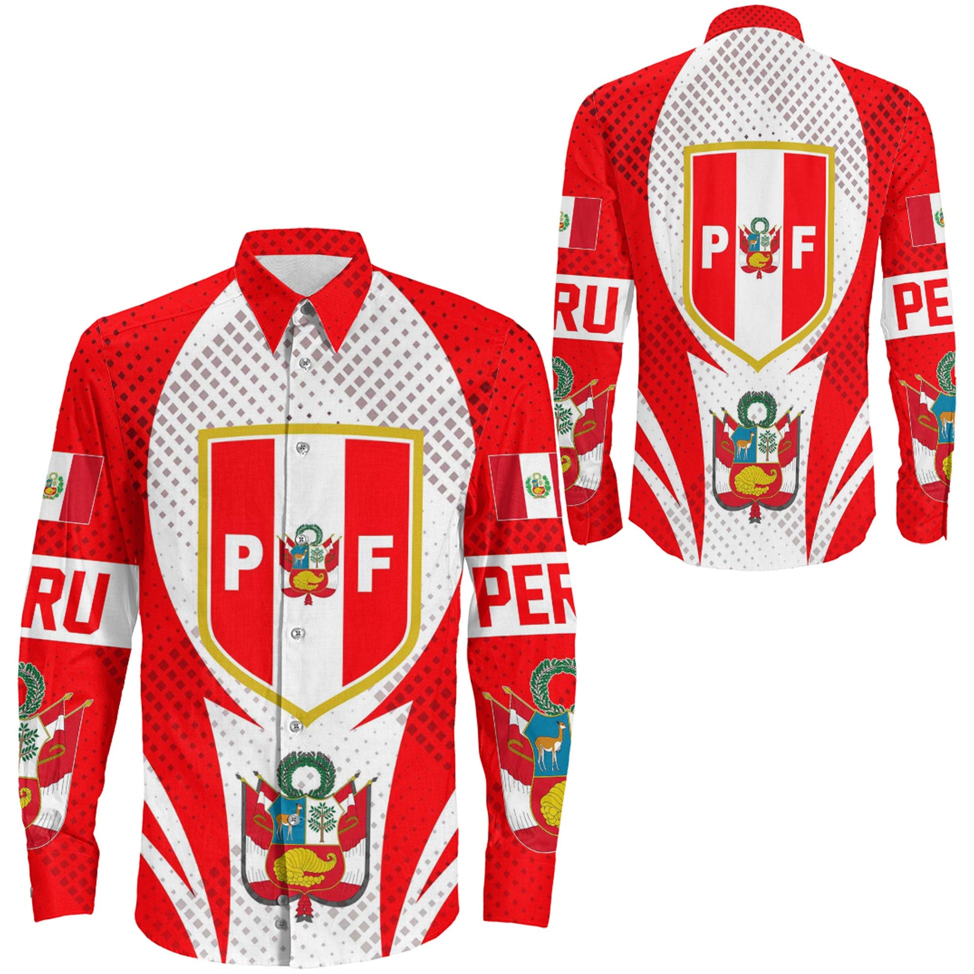Clothing Peru Active Flag Sporty Style Long Sleeve Button Shirt