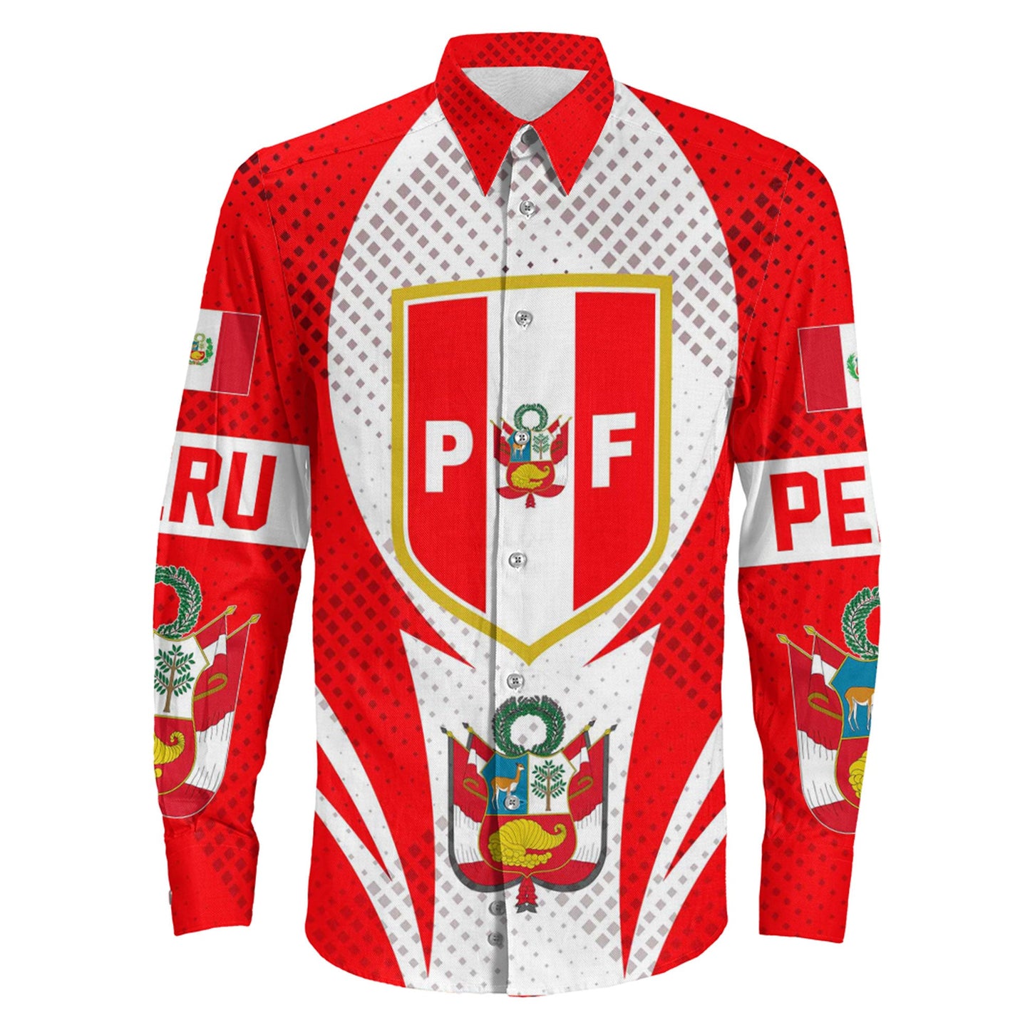 Clothing Peru Active Flag Sporty Style Long Sleeve Button Shirt