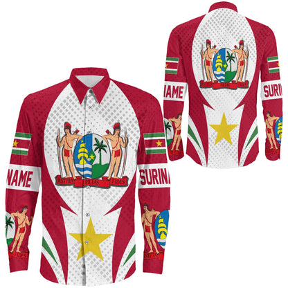 Clothing Suriname Active Flag Sporty Style Long Sleeve Button Shirt