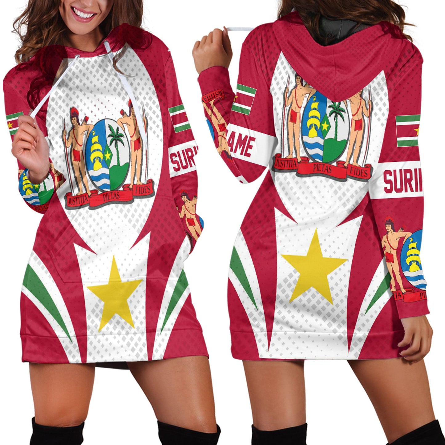 Clothing Suriname Active Flag Sporty Style Hoodie Dress