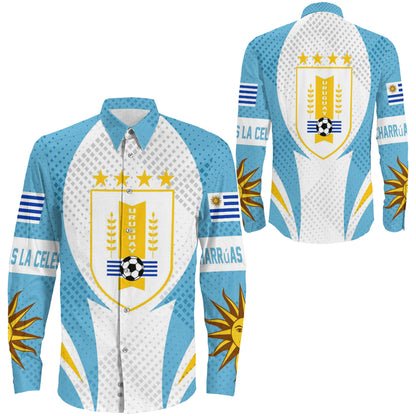 Clothing Uruguay Active Flag Sporty Style Long Sleeve Button Shirt