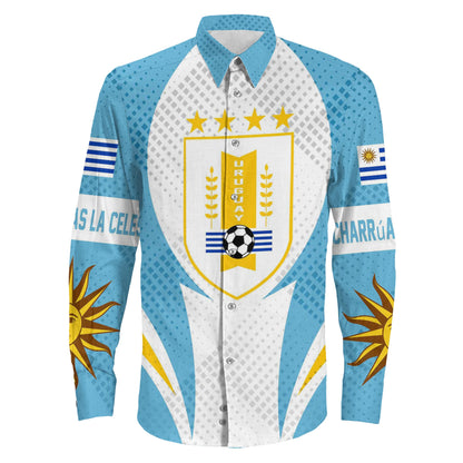 Clothing Uruguay Active Flag Sporty Style Long Sleeve Button Shirt