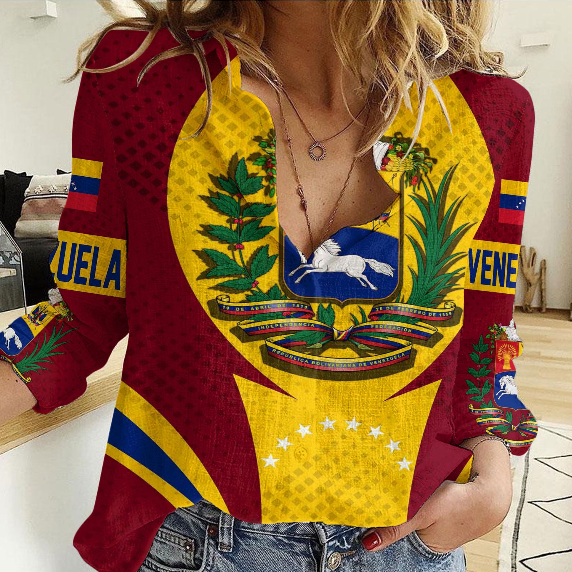 Clothing Venezuela Action Flag Spoty Style Women Casual Shirt
