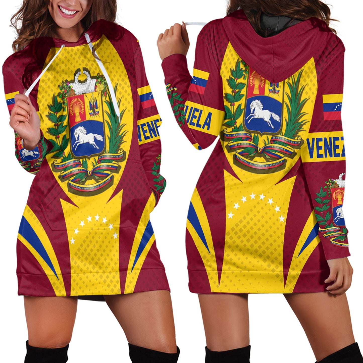 Clothing Venezuela Action Flag Spoty Style Hoodie Dress