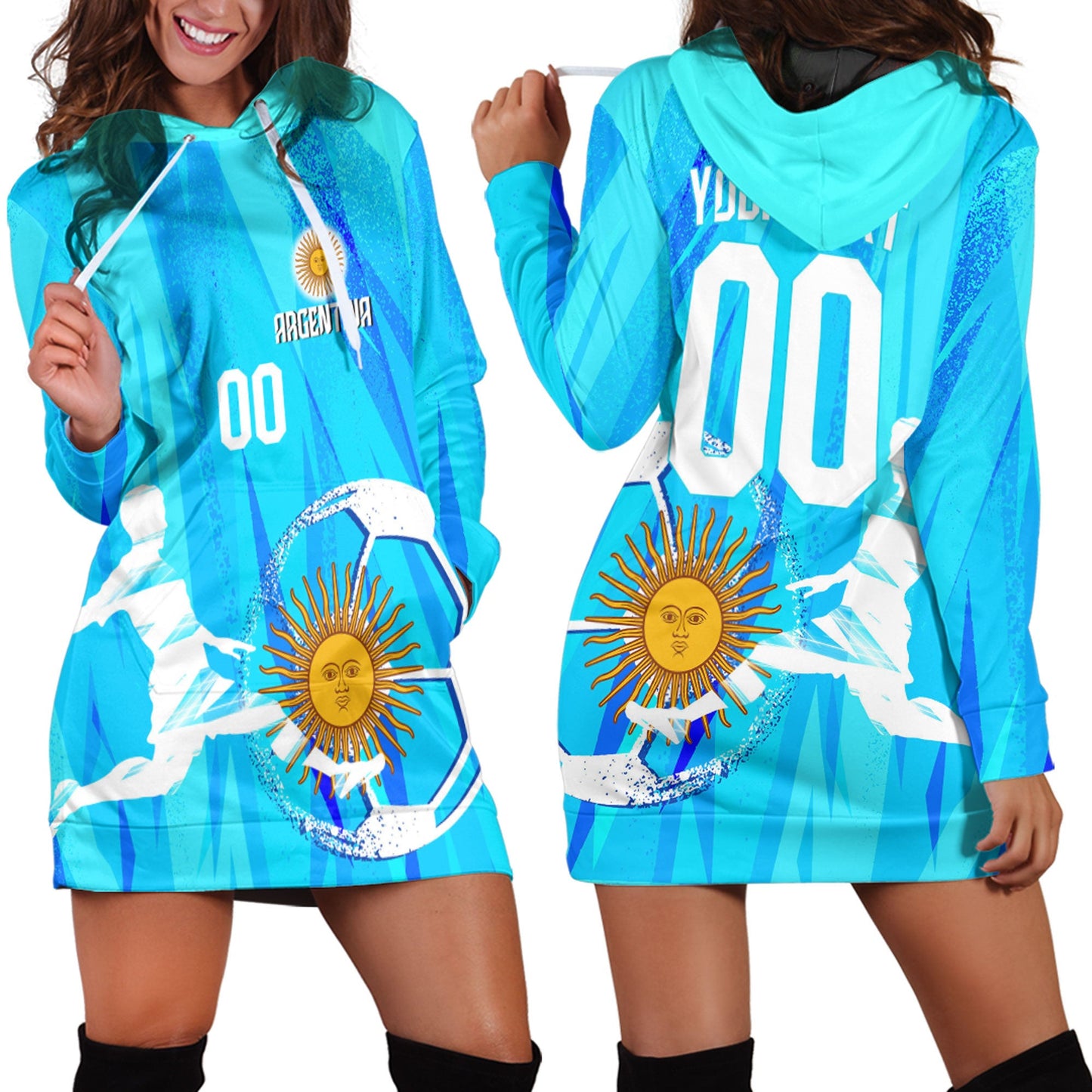 Clothing Custom Argentina Football Fan Hoodie Dress