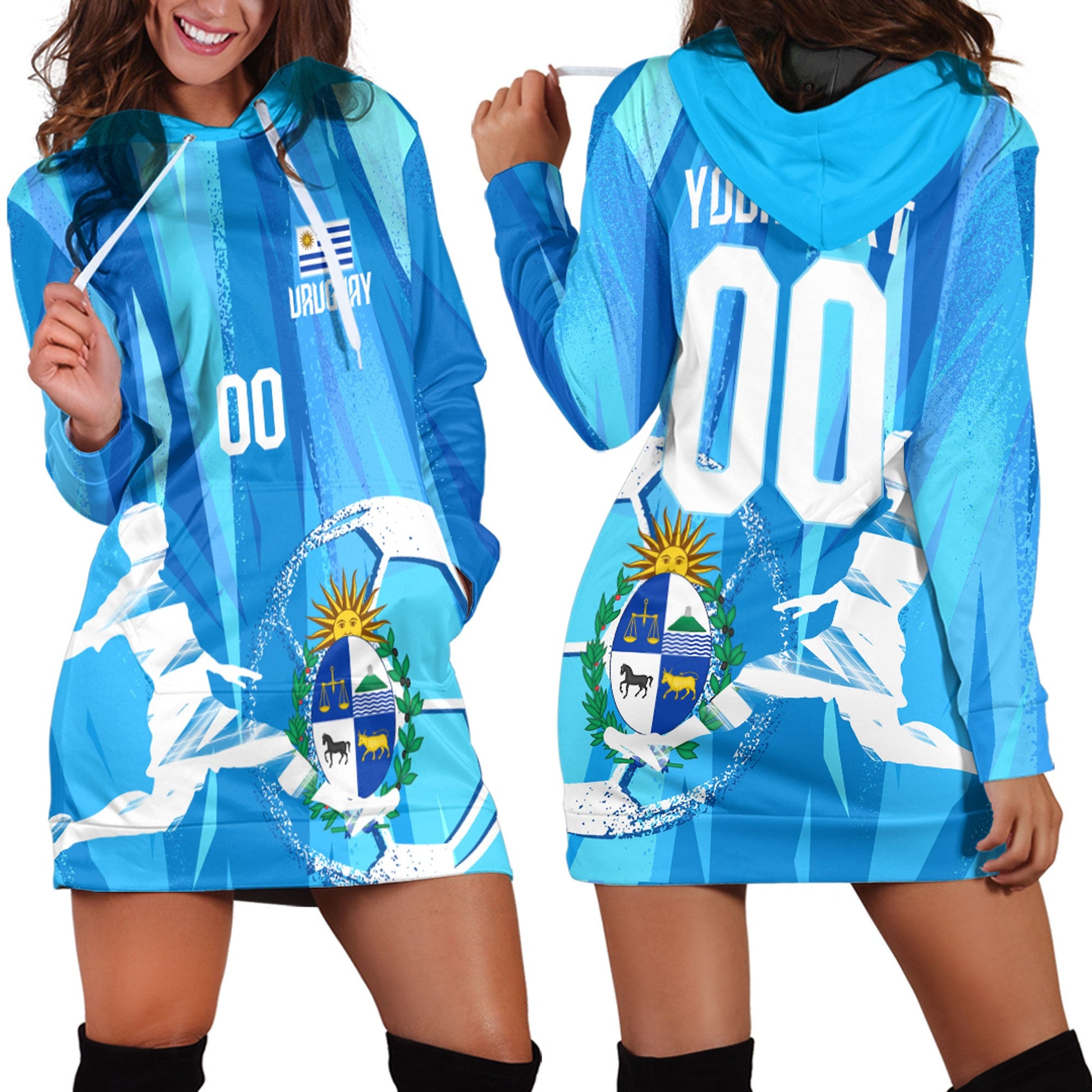Clothing Custom Uruguay Football Fan Hoodie Dress