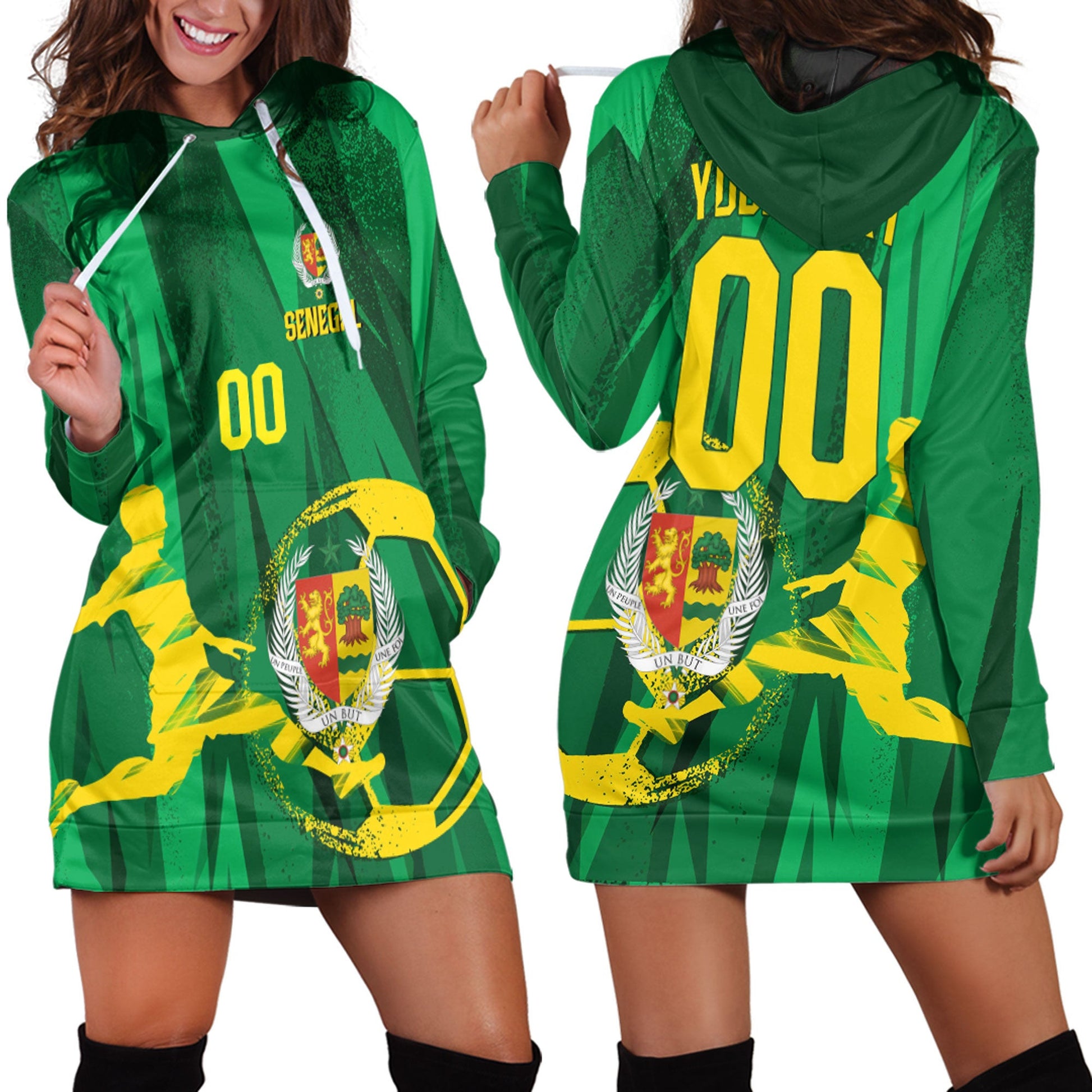 Clothing Custom Senegal Football Fan Hoodie Dress