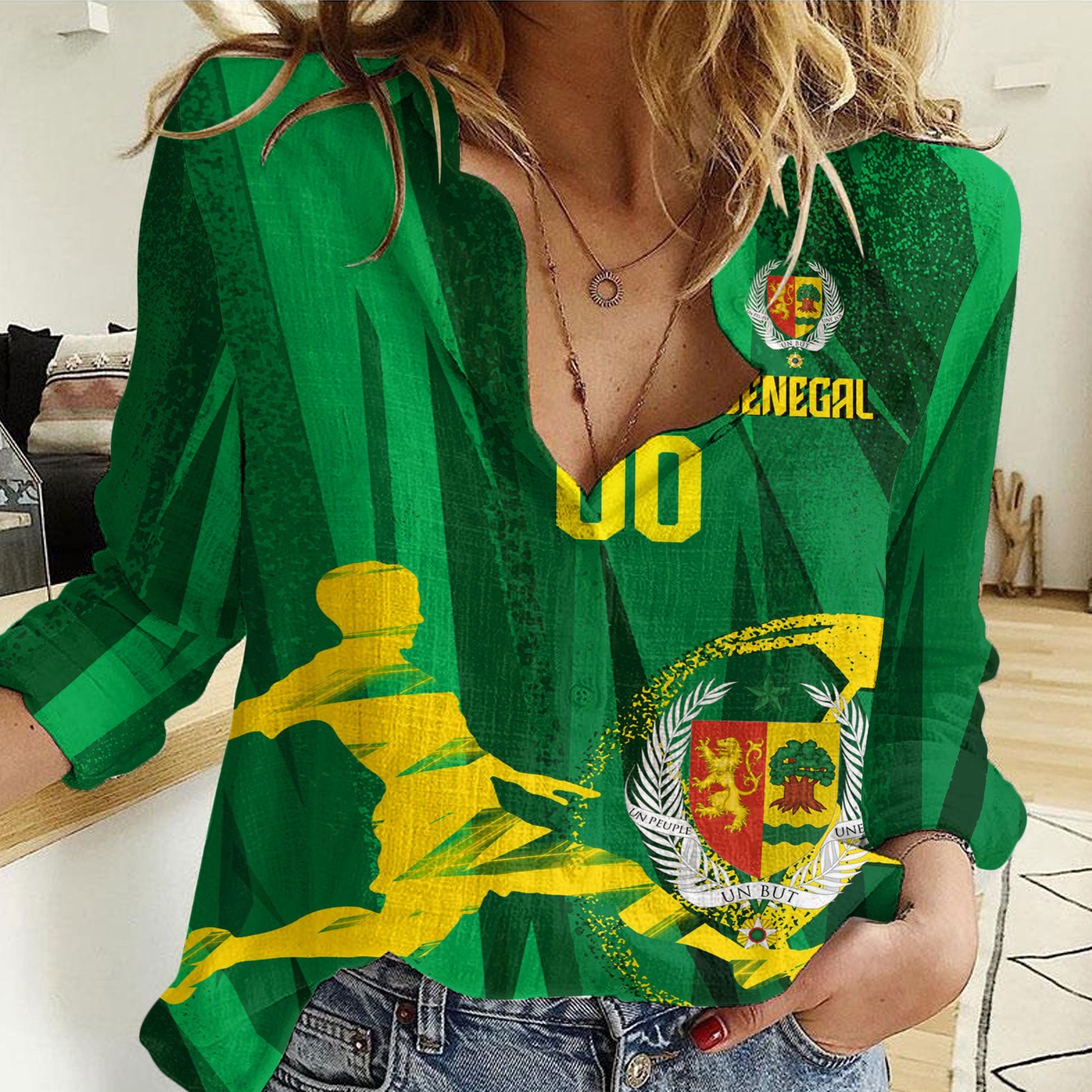 Clothing Custom Senegal Football Fan Women Casual Shirt