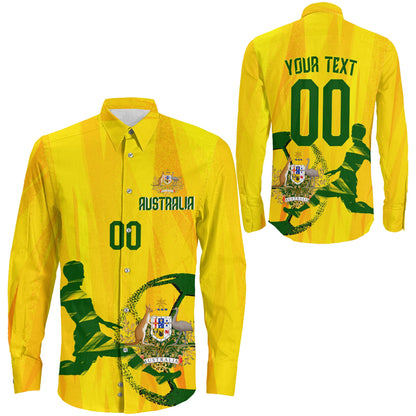 Clothing Custom Australia Football Fan Long Sleeve Button Shirt