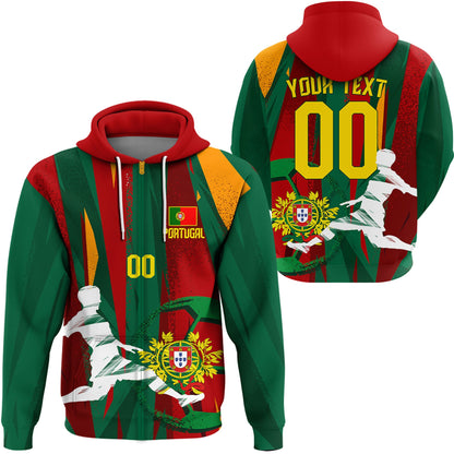 Clothing Custom Portugal Football Fan Zip Hoodie