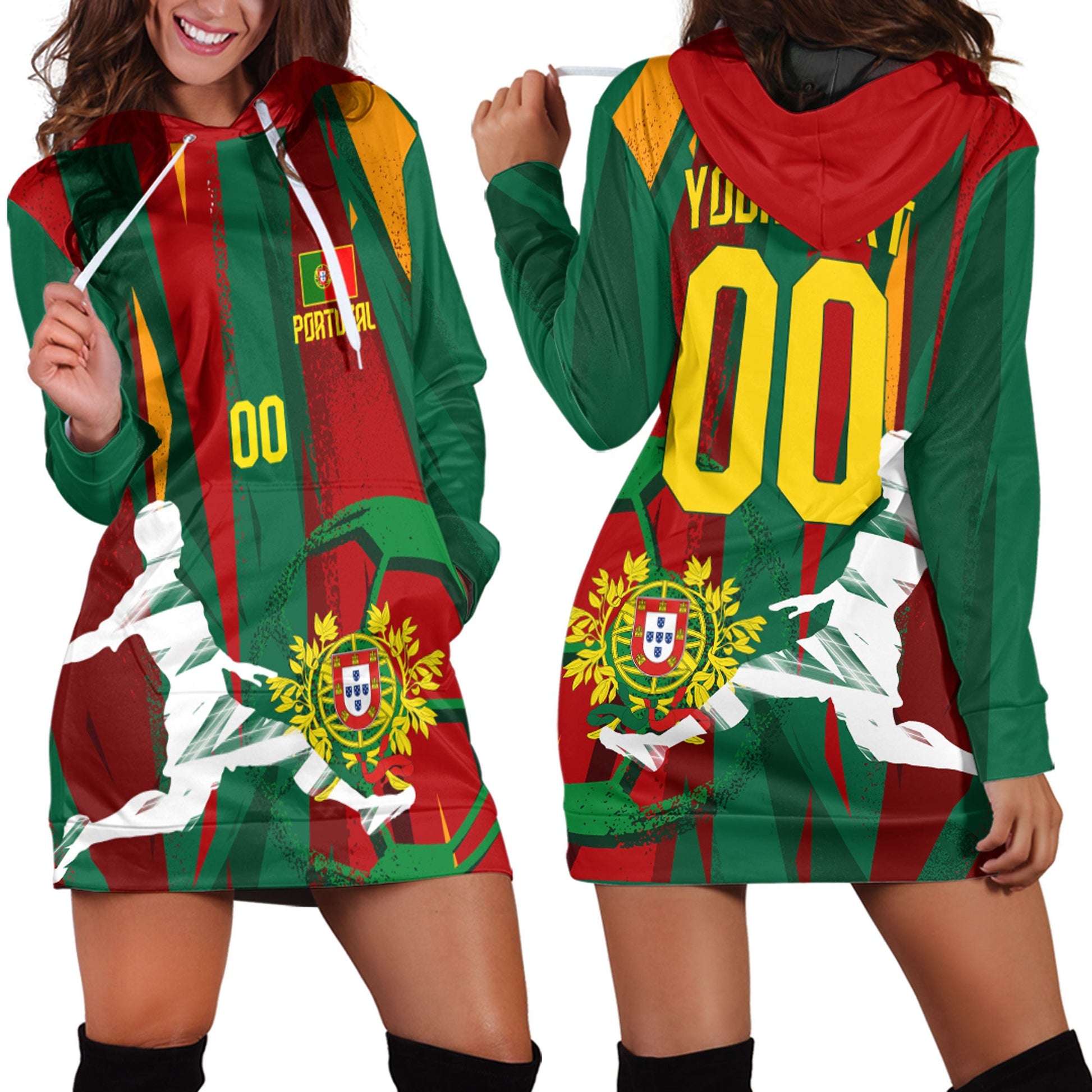 Clothing Custom Portugal Football Fan Hoodie Dress