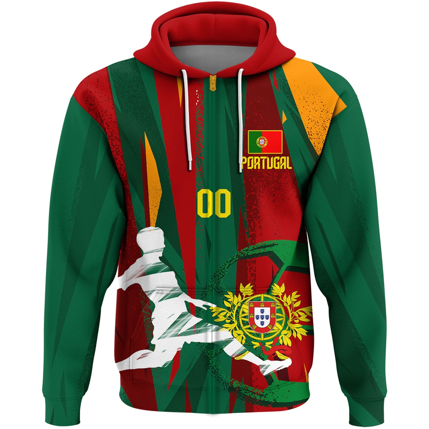 Clothing Custom Portugal Football Fan Zip Hoodie