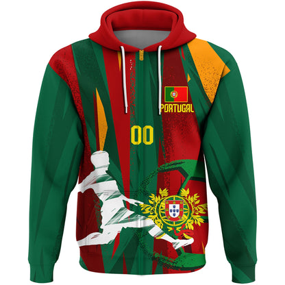 Clothing Custom Portugal Football Fan Zip Hoodie