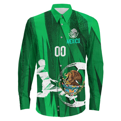 Clothing Custom Mexico Football Fan Long Sleeve Button Shirt