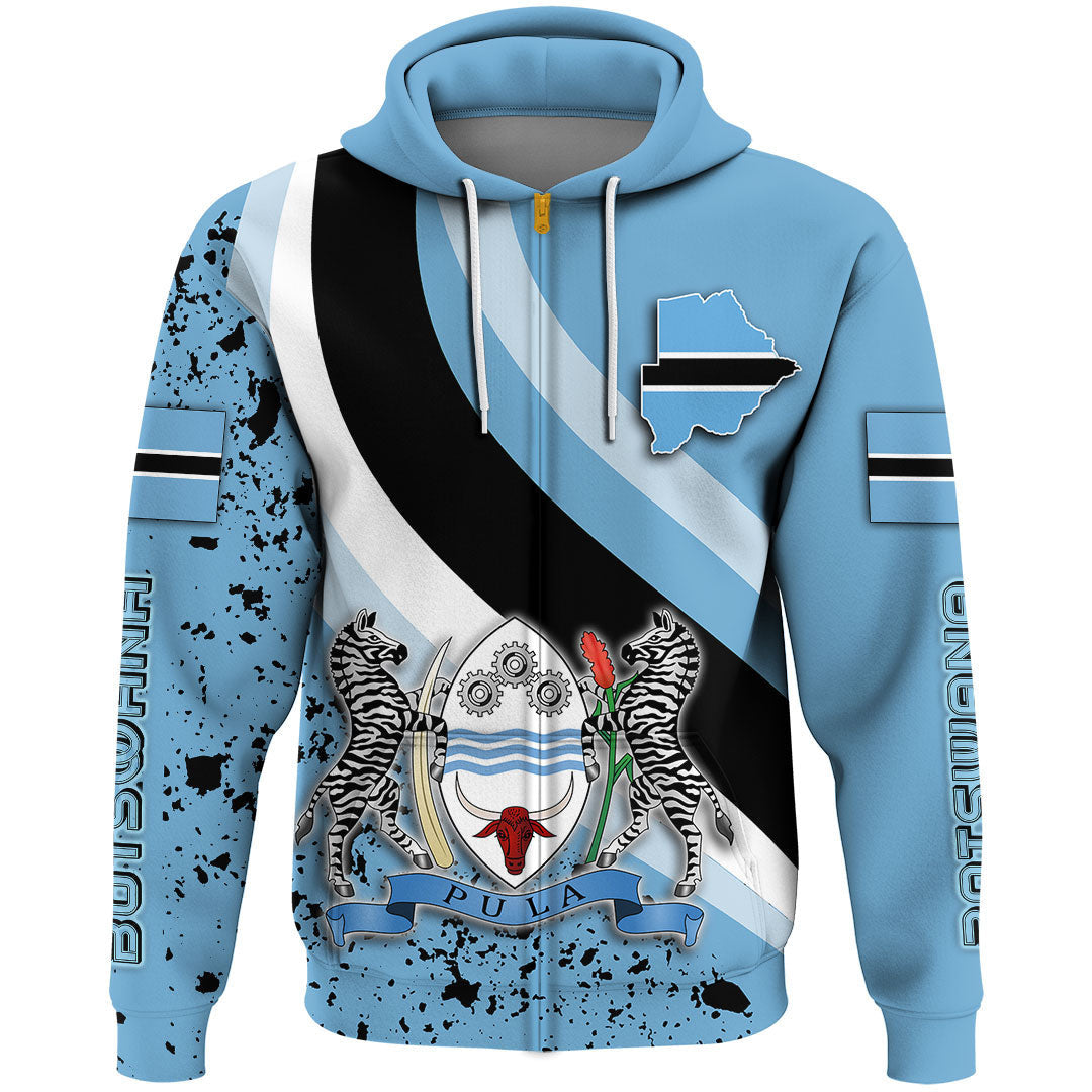 Clothing Botswana Special Flag Zip Hoodie