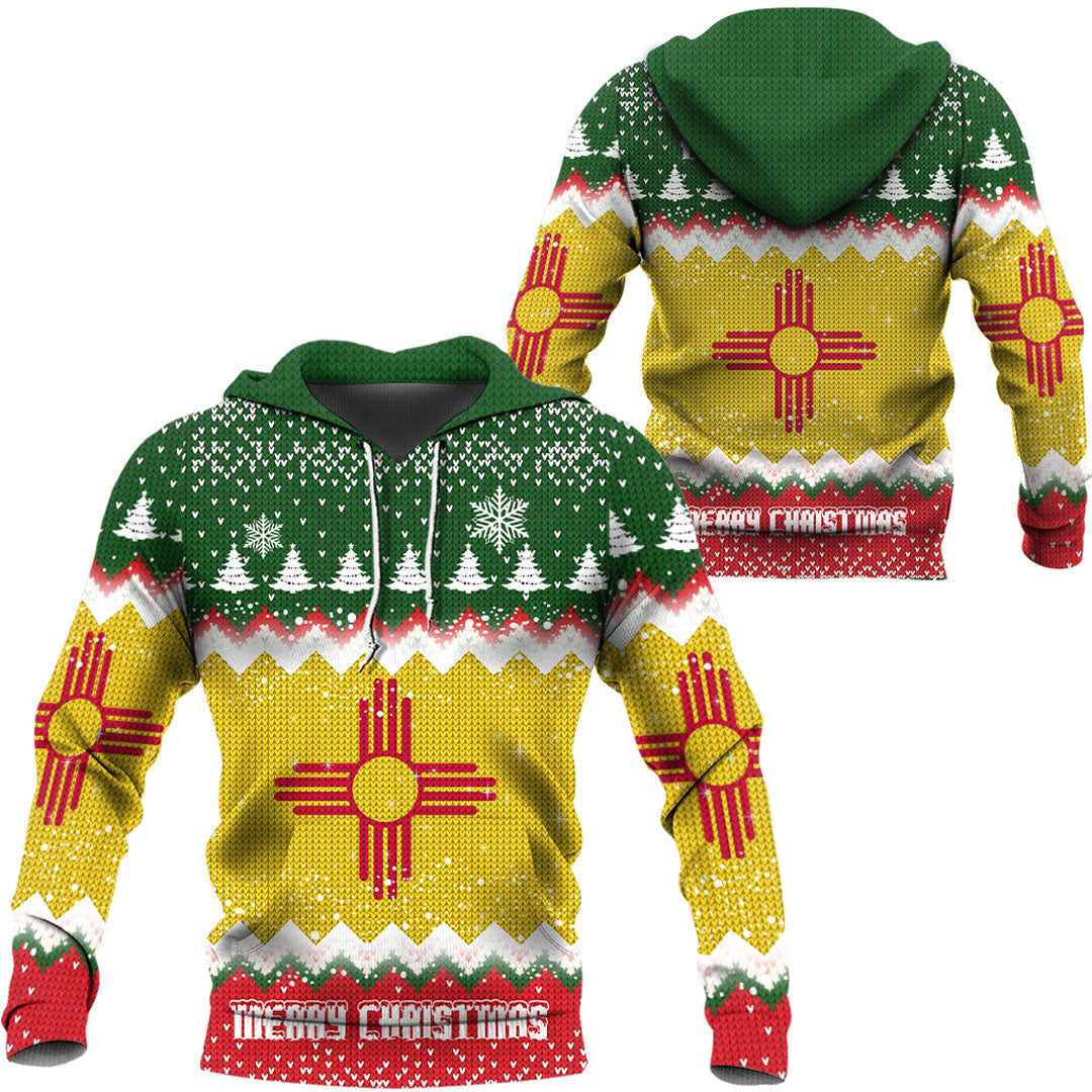 Flag Of New Mexico Hoodie Merry Christmas