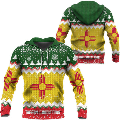 Flag Of New Mexico Hoodie Merry Christmas