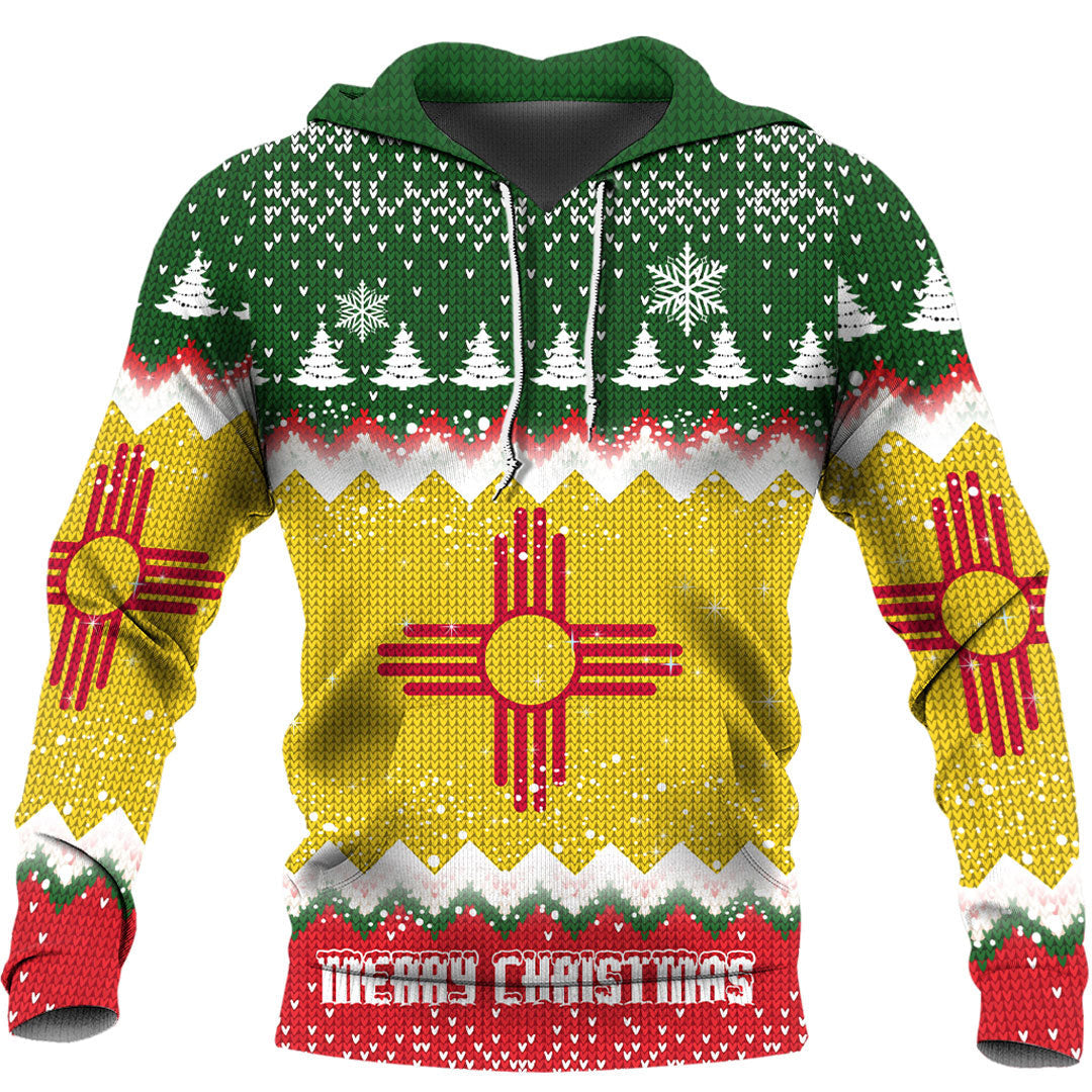 Flag Of New Mexico Hoodie Merry Christmas