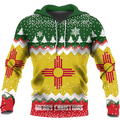 Flag Of New Mexico Hoodie Merry Christmas