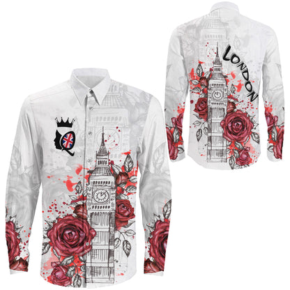 Clothing Queen Of England With Rose Long Sleeve Button Shirt