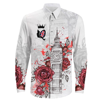 Clothing Queen Of England With Rose Long Sleeve Button Shirt