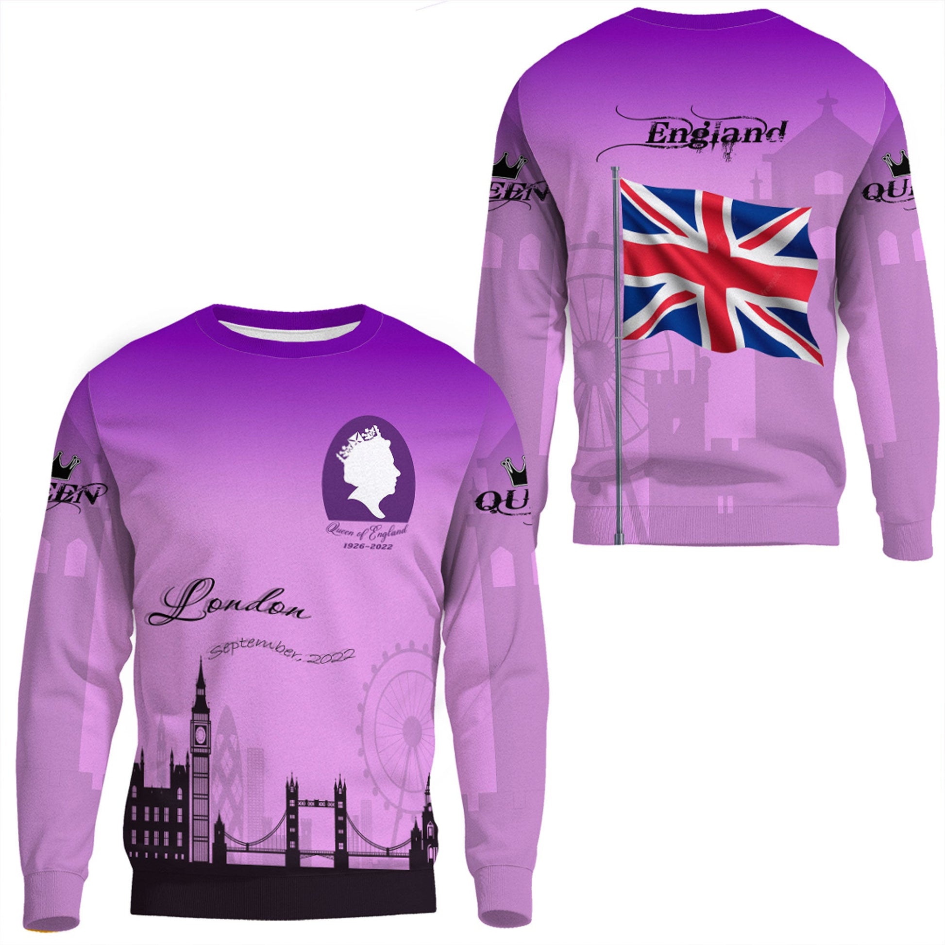 Clothing Queen Of England Purple Version Sweatshirts