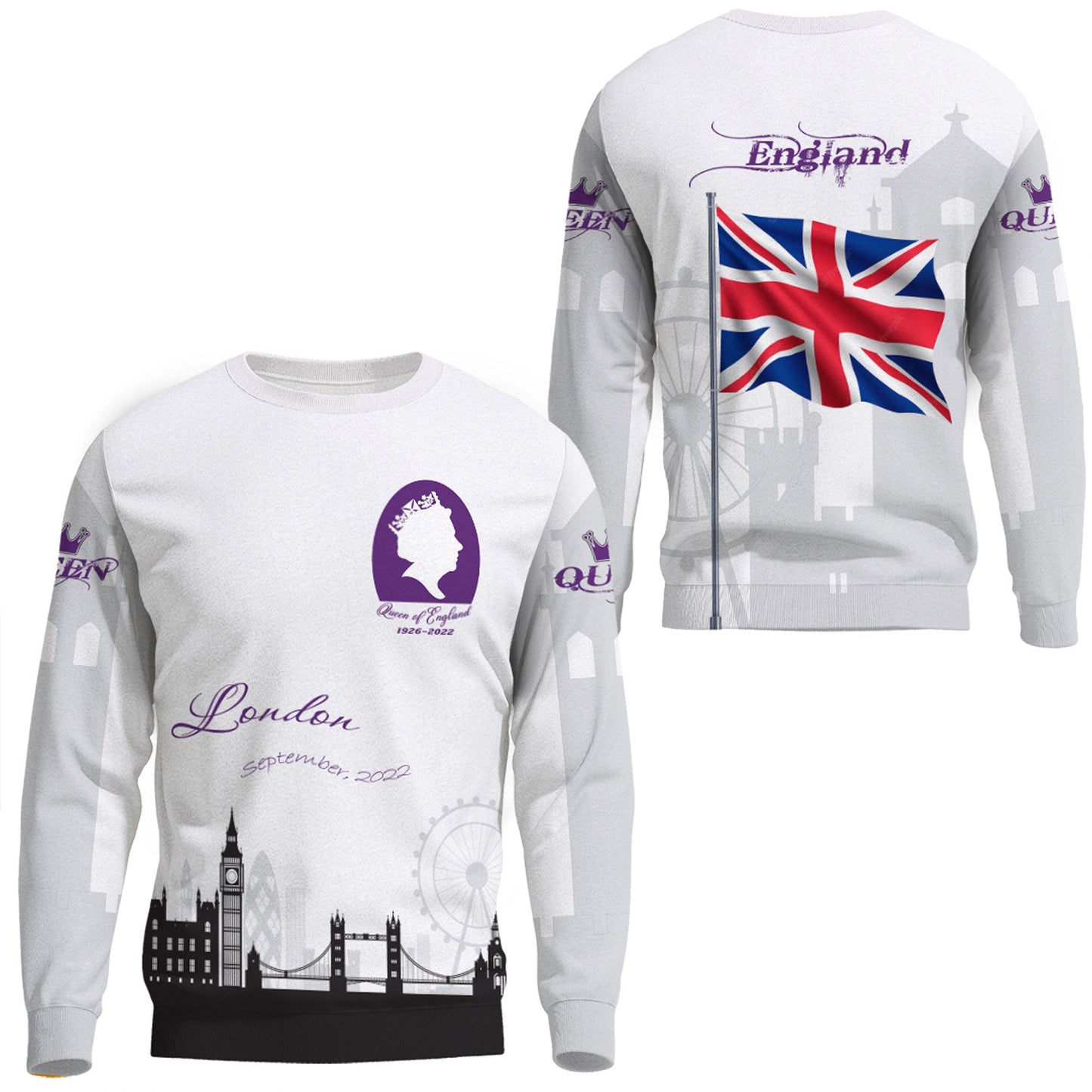 Clothing Queen Of England White Version Sweatshirts