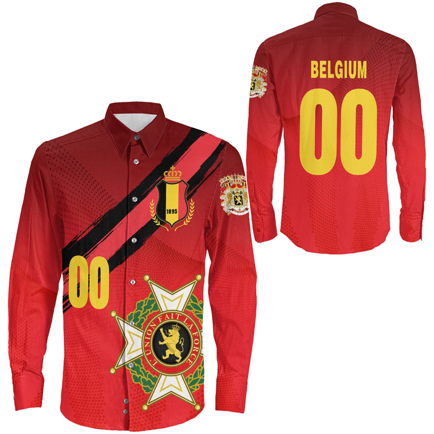 Clothing Belgium Soccer Jersey Style Long Sleeve Button Shirt
