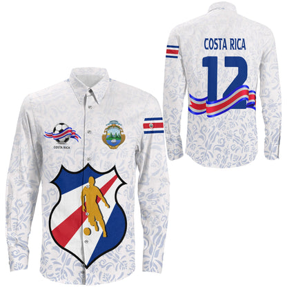 Clothing Costa Rica Soccer Jersey Style Long Sleeve Button Shirt